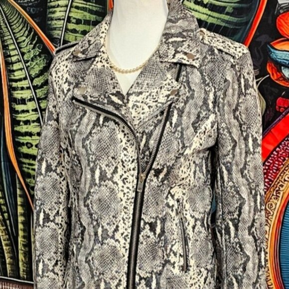 PHILOSOPHY | PYTHON SNAKESKIN FAUX LEATHER MOTO JACKET - Picture 4 of 16